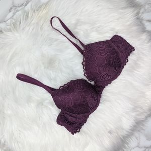 Aerie Plum Lace Push Up Bra Size 34B